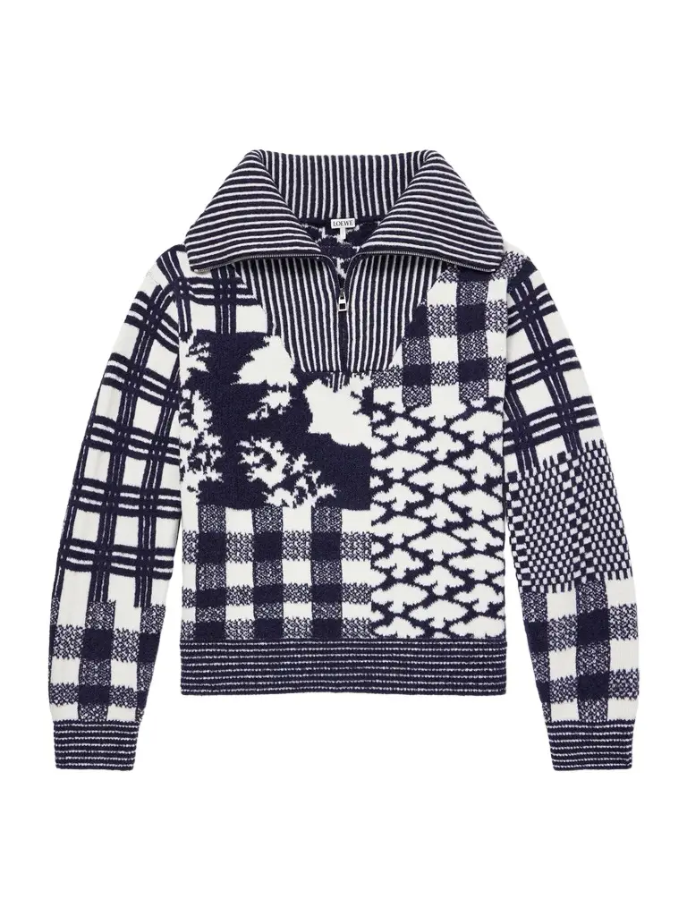 Loewe Checked Wool-Blend Half-Zip Sweater - Men