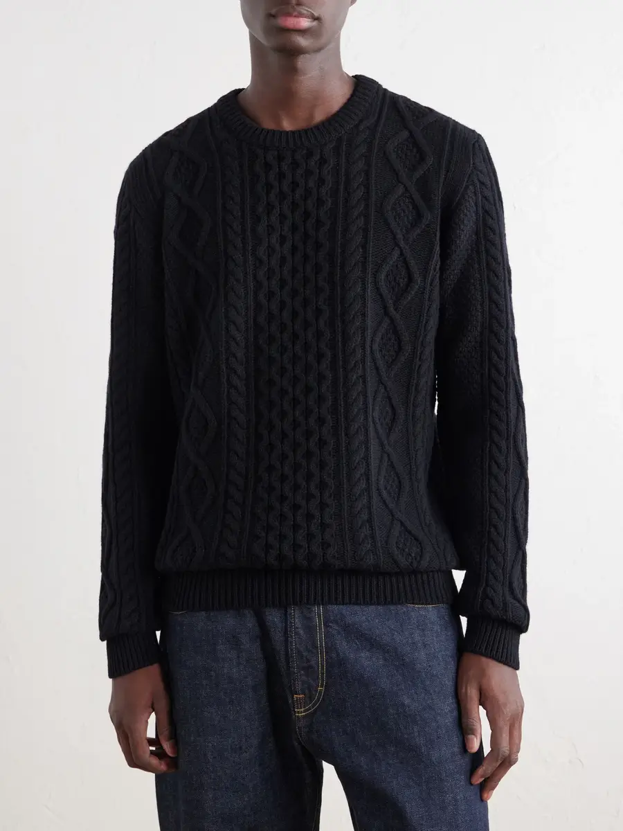 Ghiaia Cashmere Pescatore Cable-Knit Wool Sweater - Men | Thumbnail 3