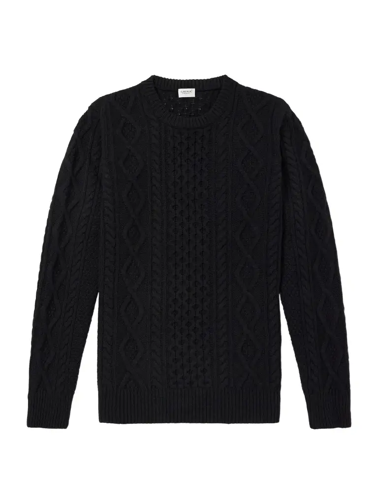 Ghiaia Cashmere Pescatore Cable-Knit Wool Sweater - Men
