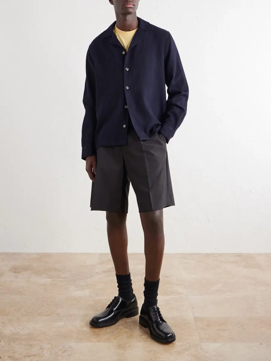 Frescobol Carioca Safra Camp Collar Wool Shirt - Men | Thumbnail 2 Frescobol Carioca Safra Camp Collar Wool Shirt - Men | Thumbnail 2