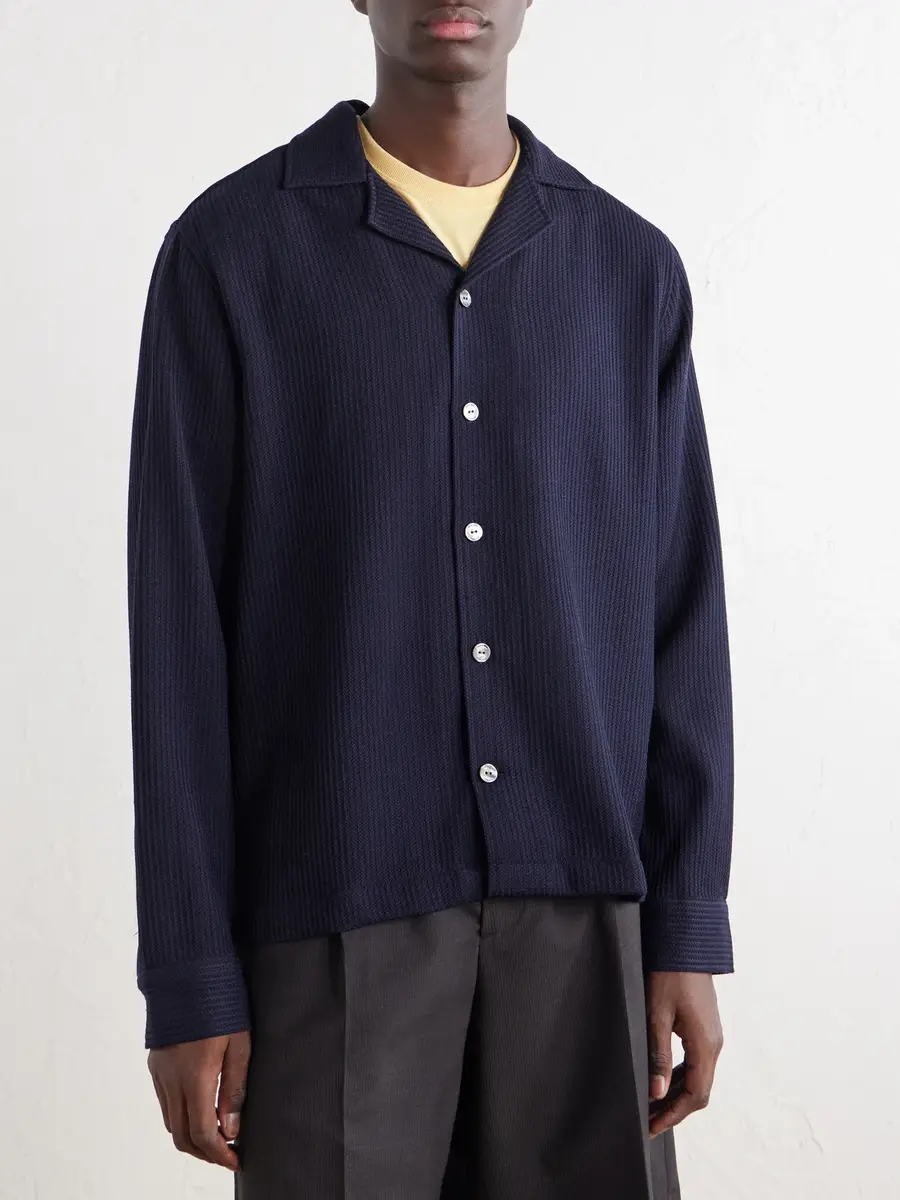 Frescobol Carioca Safra Camp Collar Wool Shirt - Men | Thumbnail 3 Frescobol Carioca Safra Camp Collar Wool Shirt - Men | Thumbnail 3