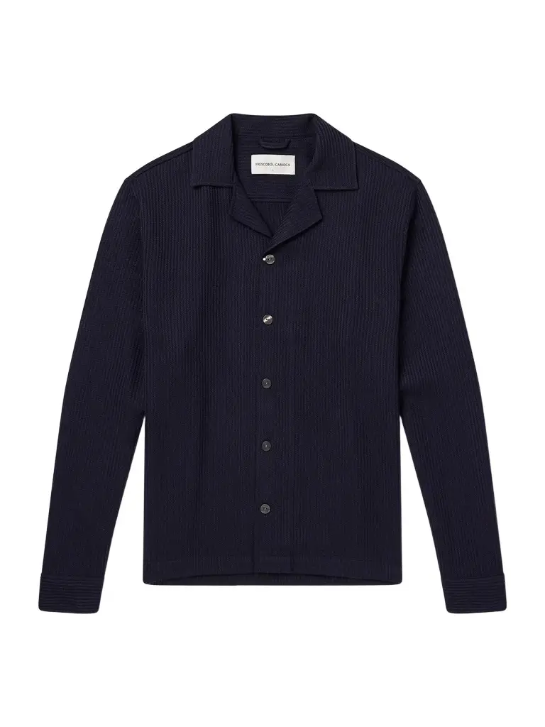 Frescobol Carioca Safra Camp Collar Wool Shirt - Men