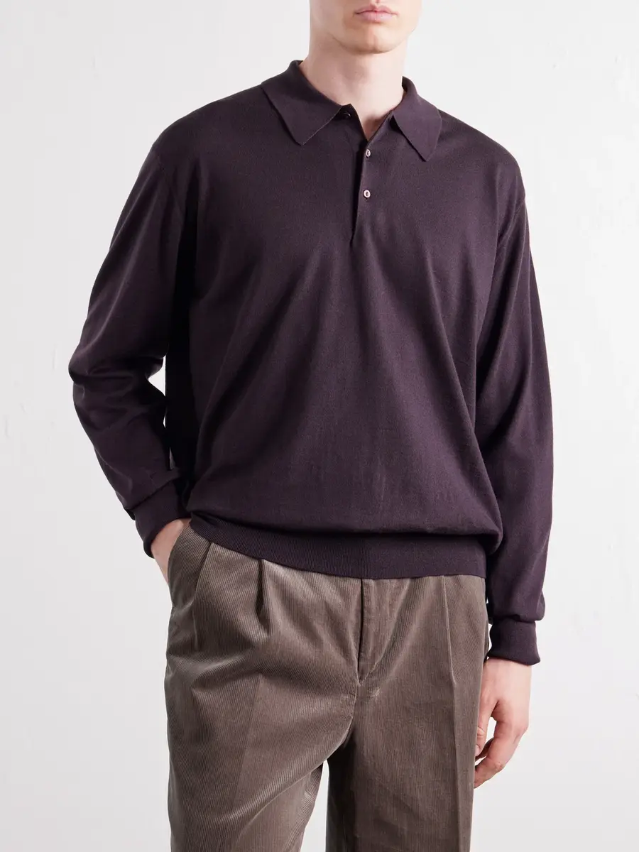Kaptain Sunshine Wool and Cotton-Blend Polo Shirt - Men | Thumbnail 3
