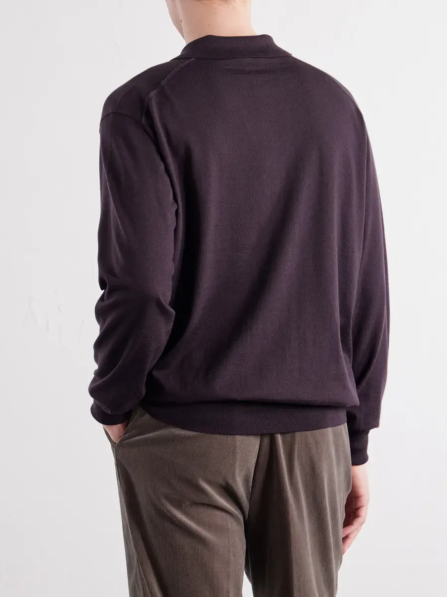 Kaptain Sunshine Wool and Cotton-Blend Polo Shirt - Men | Thumbnail 4