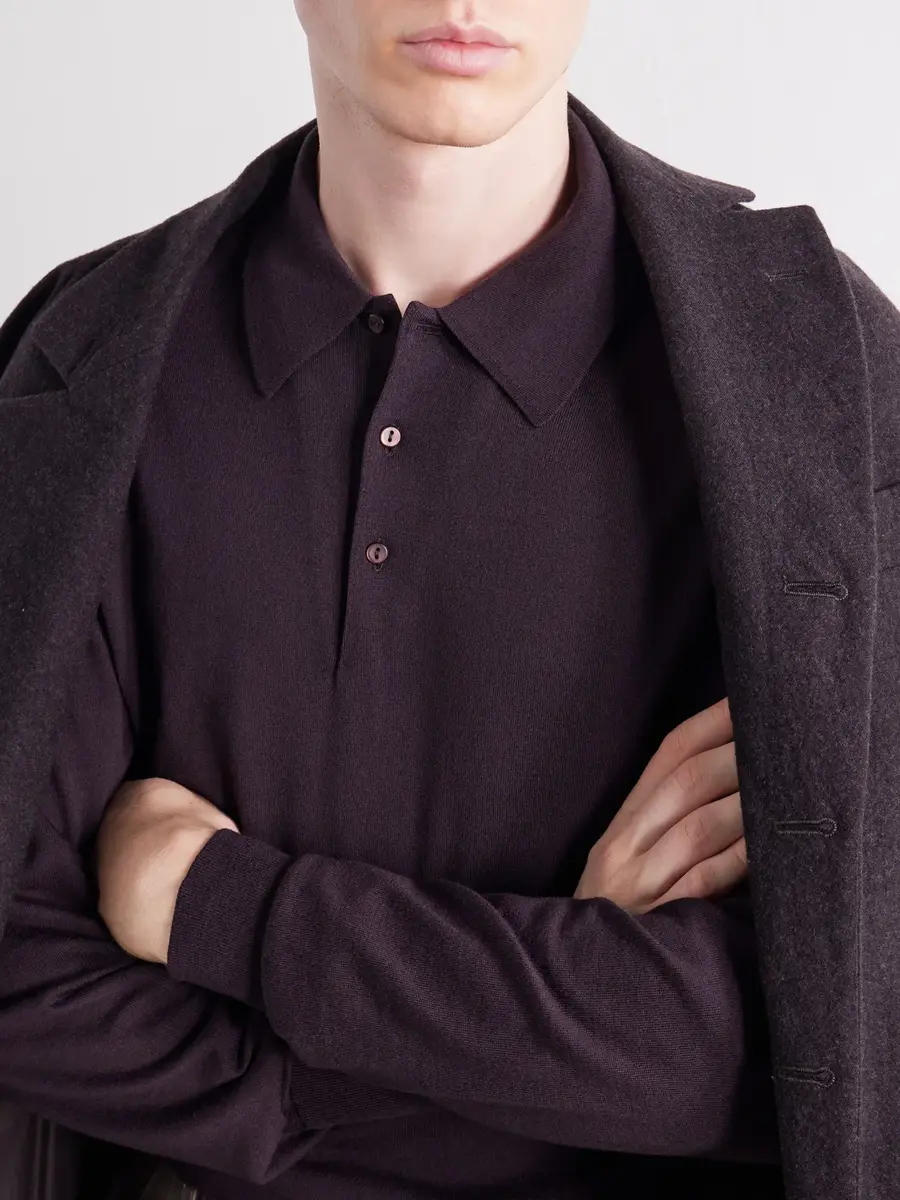Kaptain Sunshine Wool and Cotton-Blend Polo Shirt - Men | Thumbnail 5