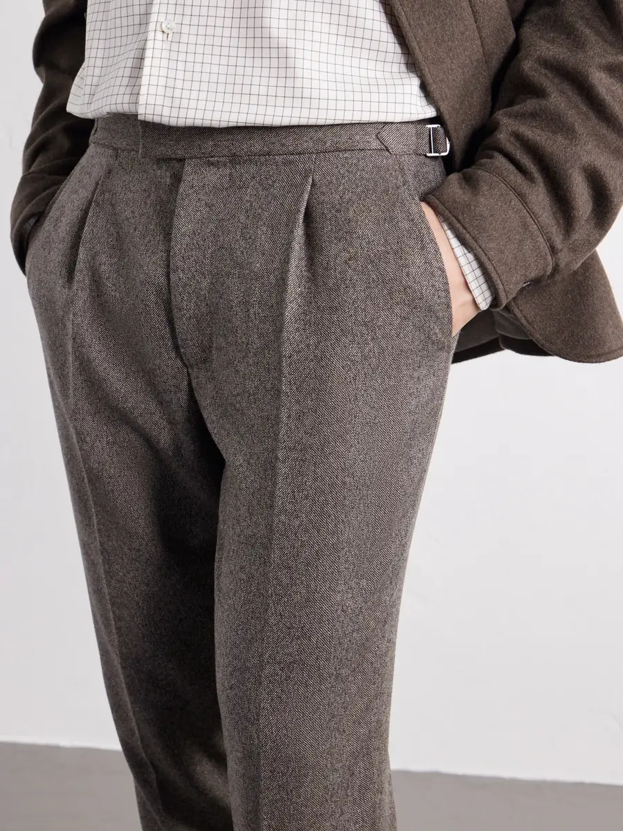 Zegna Tapered Herringbone Wool and Cashmere-Blend Trousers - Men | Thumbnail 5 Zegna Tapered Herringbone Wool and Cashmere-Blend Trousers - Men | Thumbnail 5