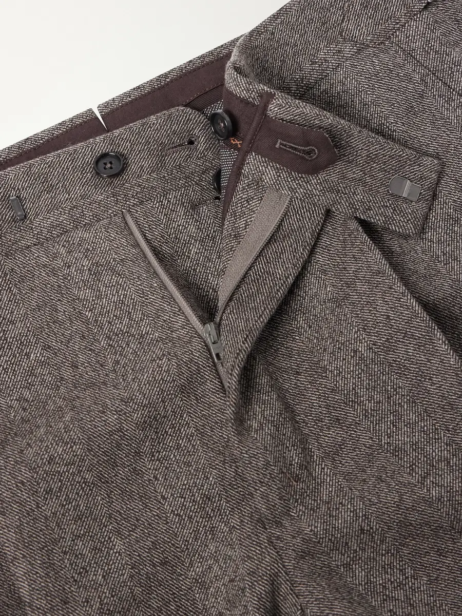 Zegna Tapered Herringbone Wool and Cashmere-Blend Trousers - Men | Thumbnail 6 Zegna Tapered Herringbone Wool and Cashmere-Blend Trousers - Men | Thumbnail 6