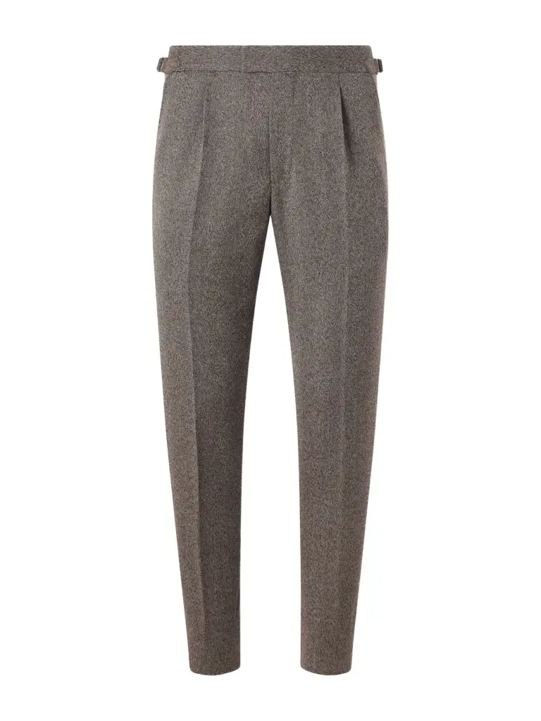 Tapered Herringbone Wool and Cashmere-Blend Trousers - Men Tapered Herringbone Wool and Cashmere-Blend Trousers - Men
