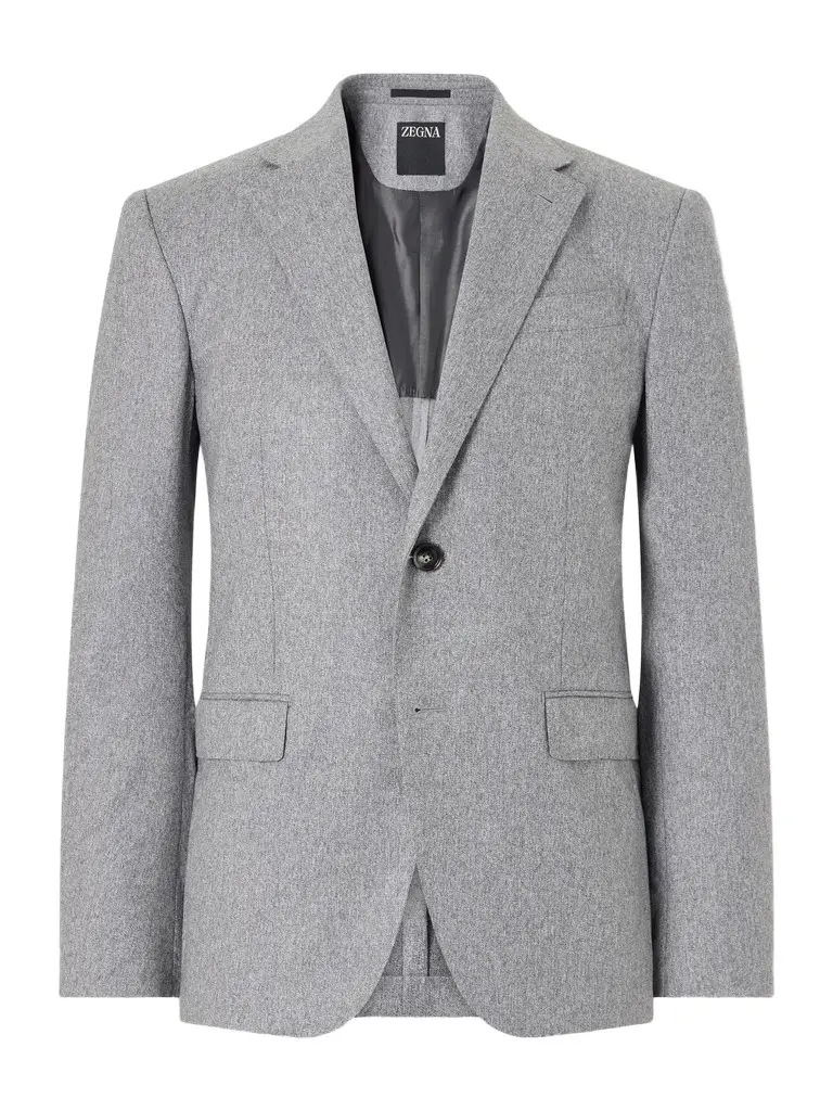 Zegna Wool and Cashmere-Blend Mélange Flannel Suit Jacket - Men