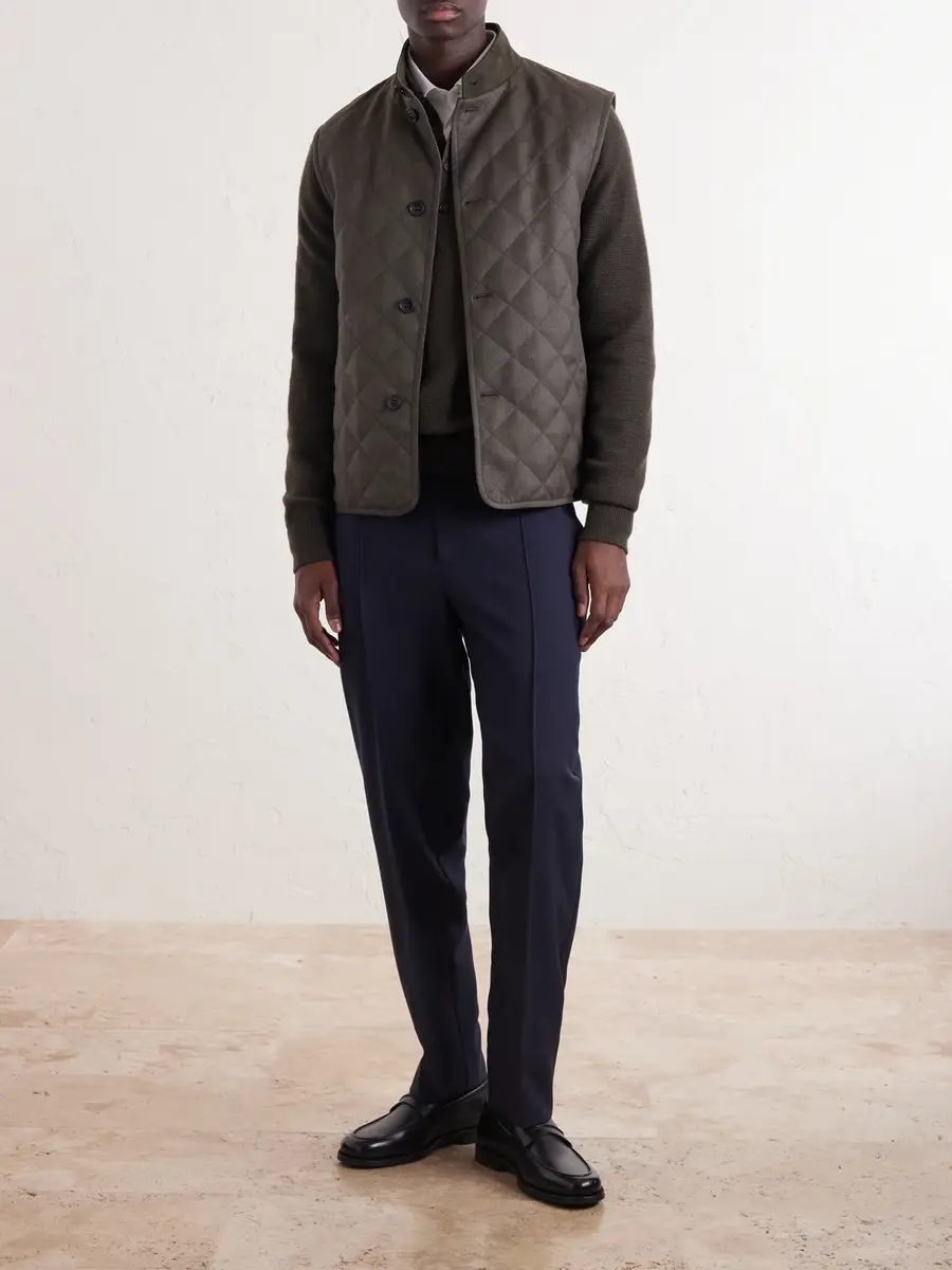 Zegna Suede-Trimmed Quilted Wool Vest - Men | Thumbnail 2 Zegna Suede-Trimmed Quilted Wool Vest - Men | Thumbnail 2