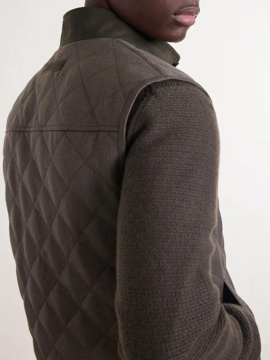Zegna Suede-Trimmed Quilted Wool Vest - Men | Thumbnail 5 Zegna Suede-Trimmed Quilted Wool Vest - Men | Thumbnail 5