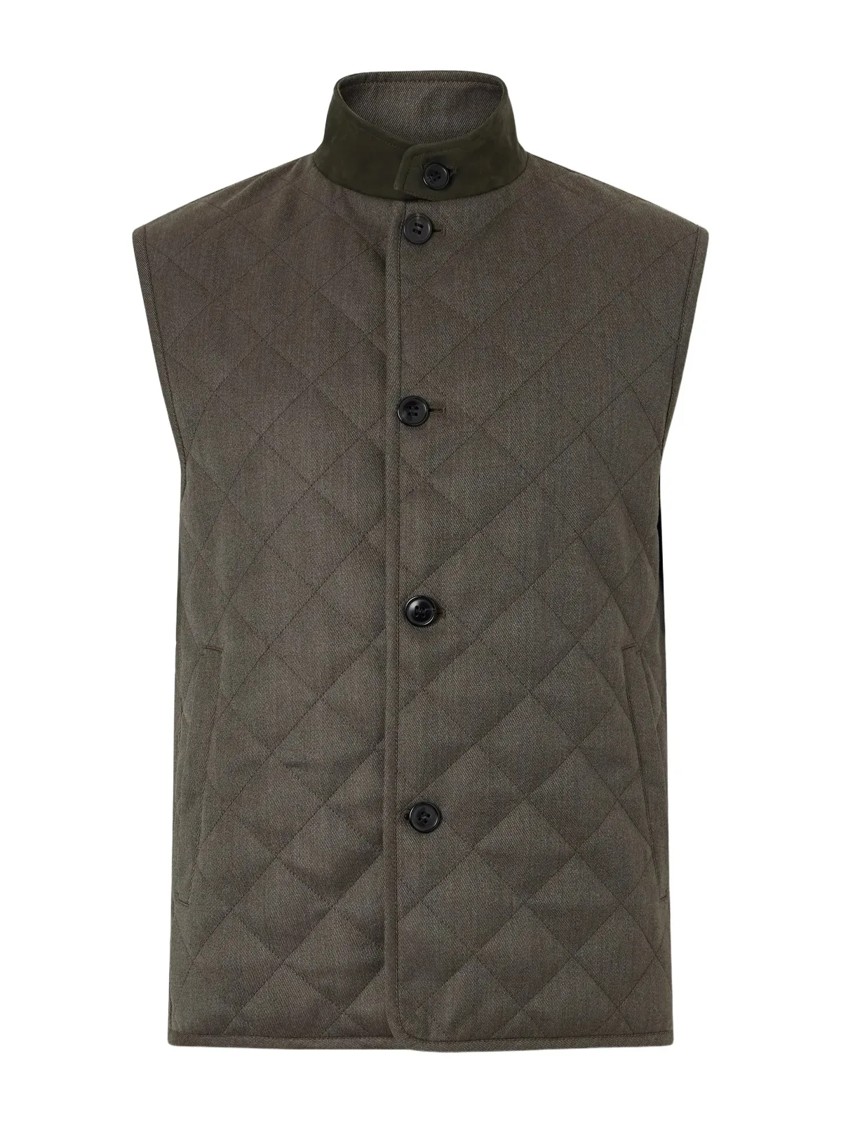 Zegna Suede-Trimmed Quilted Wool Vest - Men