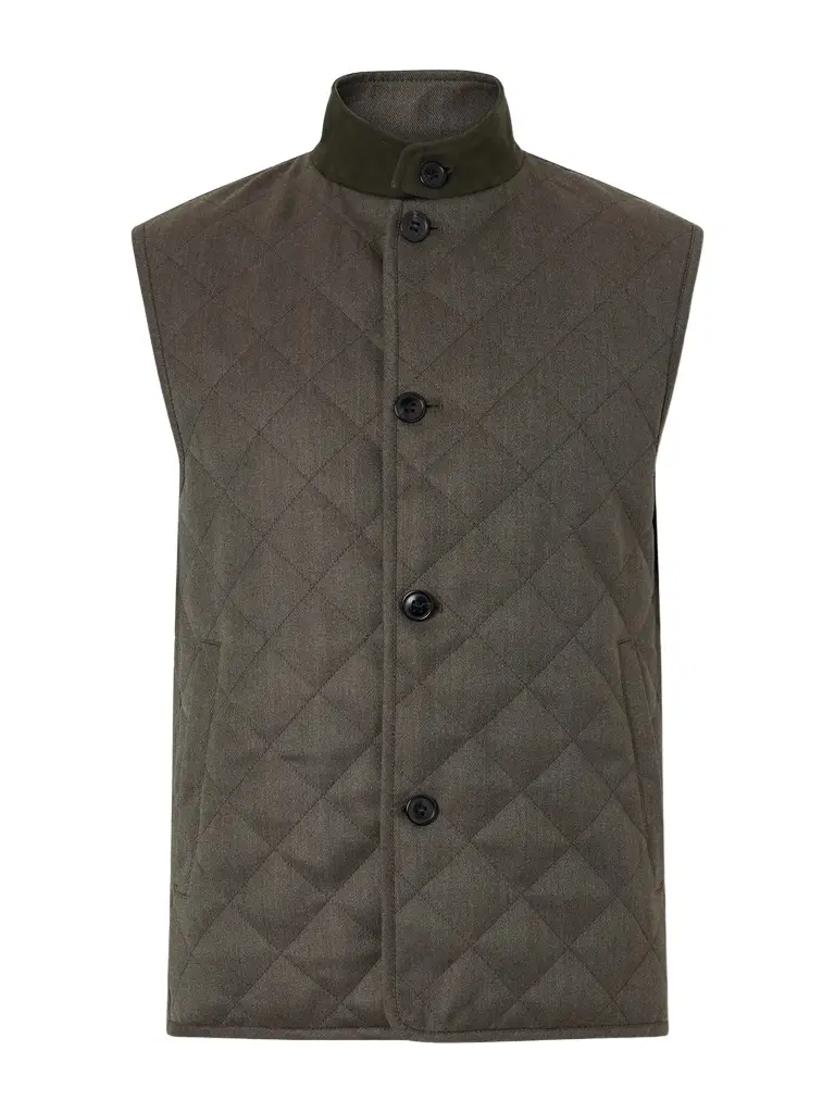 Zegna Suede-Trimmed Quilted Wool Vest - Men