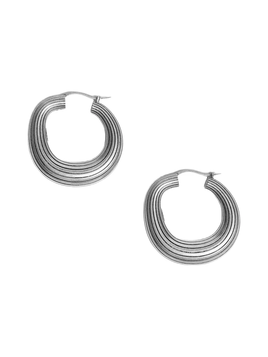 Santa Fe Hoop Earrings In Antique Silver Santa Fe Hoop Earrings In Antique Silver