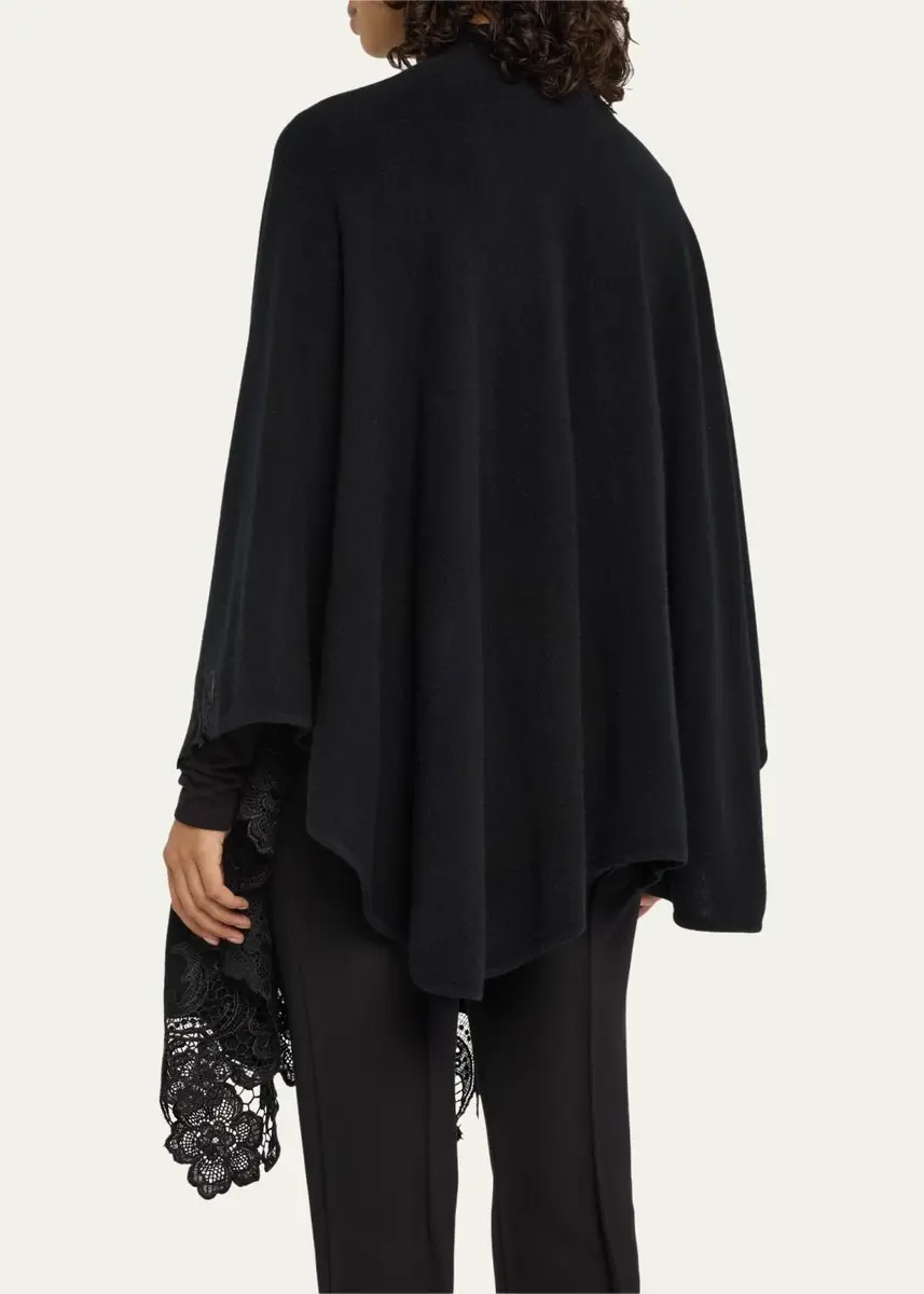 Sofia Cashmere Cashmere Cape With Lace Trim | Thumbnail 3