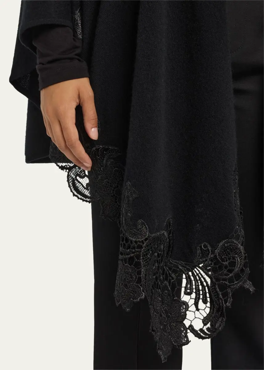 Sofia Cashmere Cashmere Cape With Lace Trim | Thumbnail 5