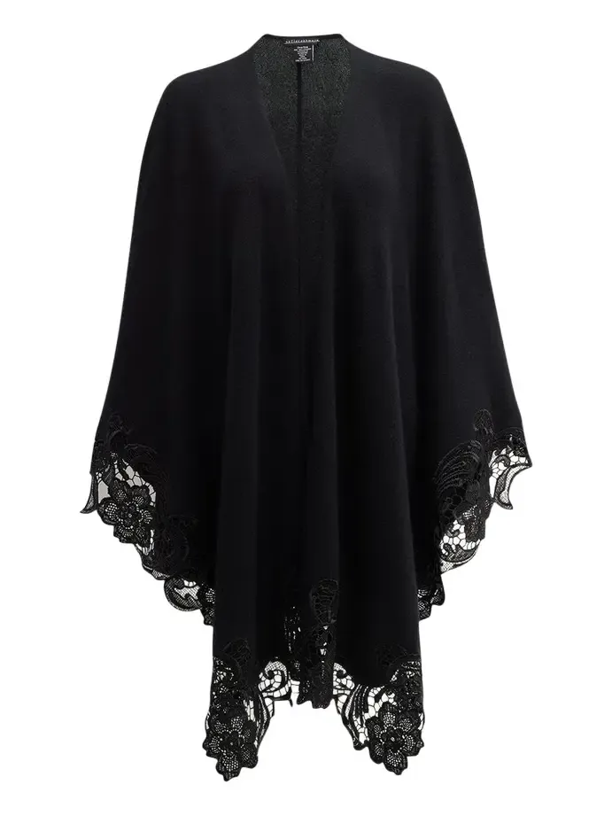 Cashmere Cape With Lace Trim Cashmere Cape With Lace Trim