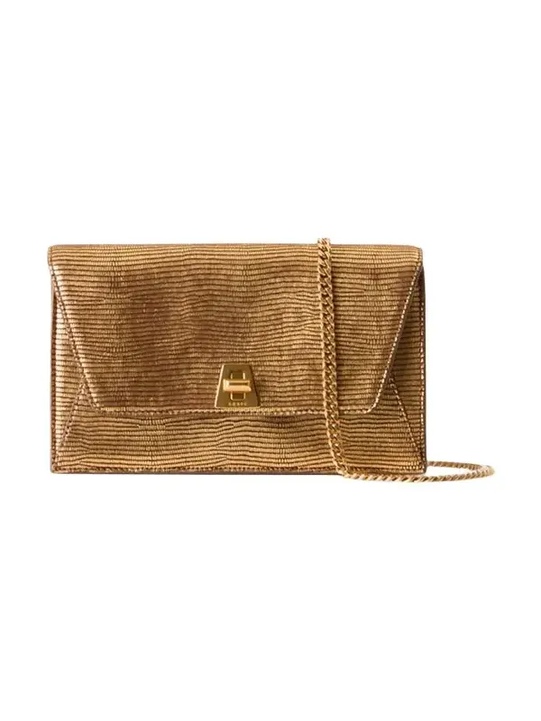 Akris Anouk Lizard-Embossed Metallic Clutch Bag