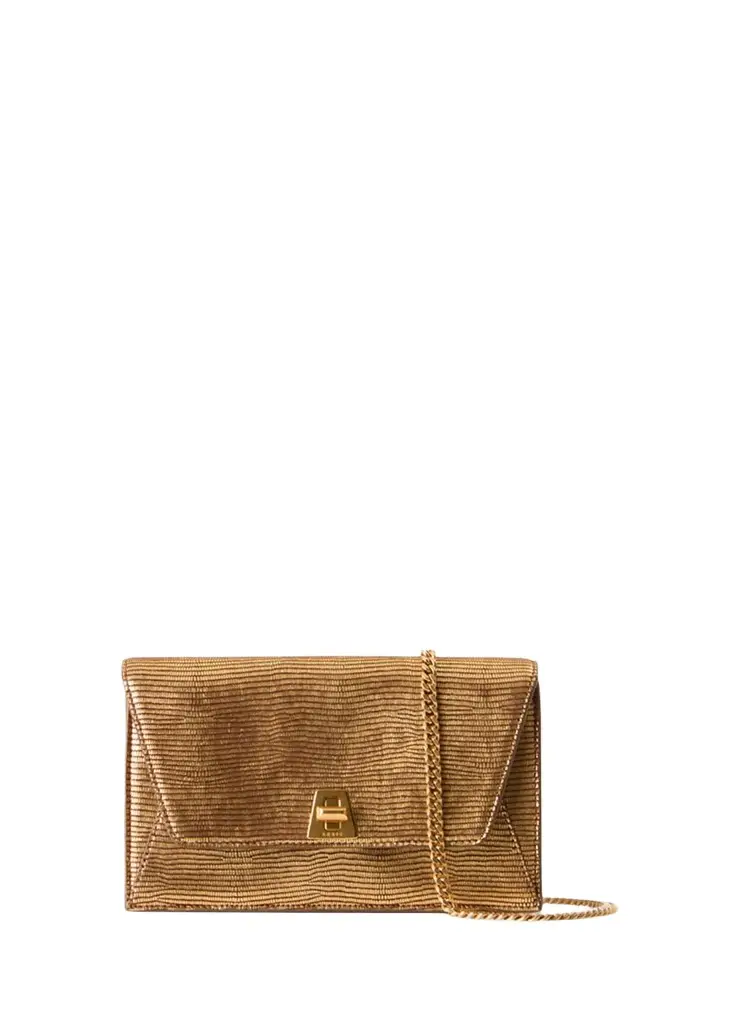 Akris Anouk Lizard-Embossed Metallic Clutch Bag