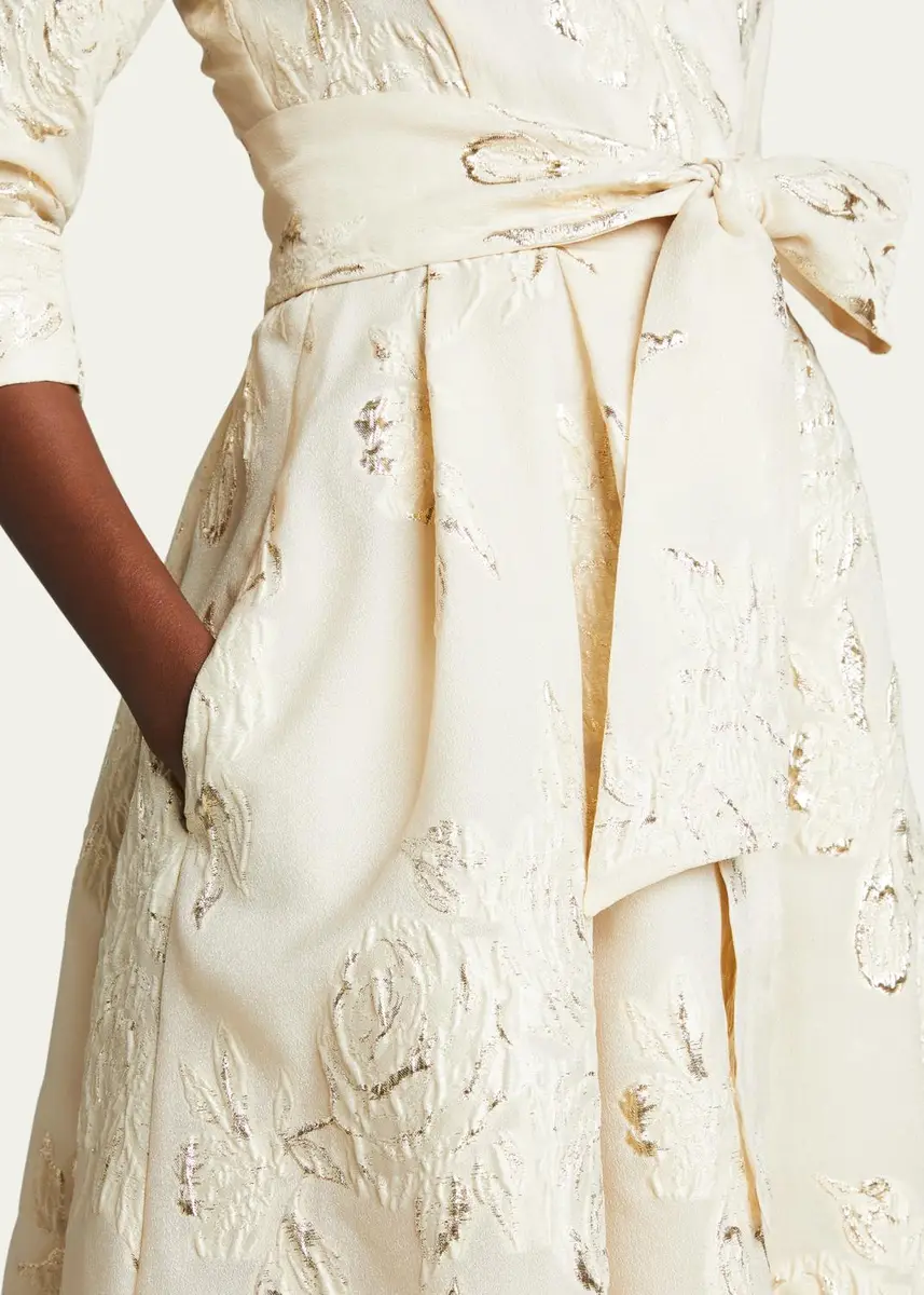 Rickie Freeman for Teri Jon Metallic Jacquard Belted Shirtdress | Thumbnail 5 Rickie Freeman for Teri Jon Metallic Jacquard Belted Shirtdress | Thumbnail 5