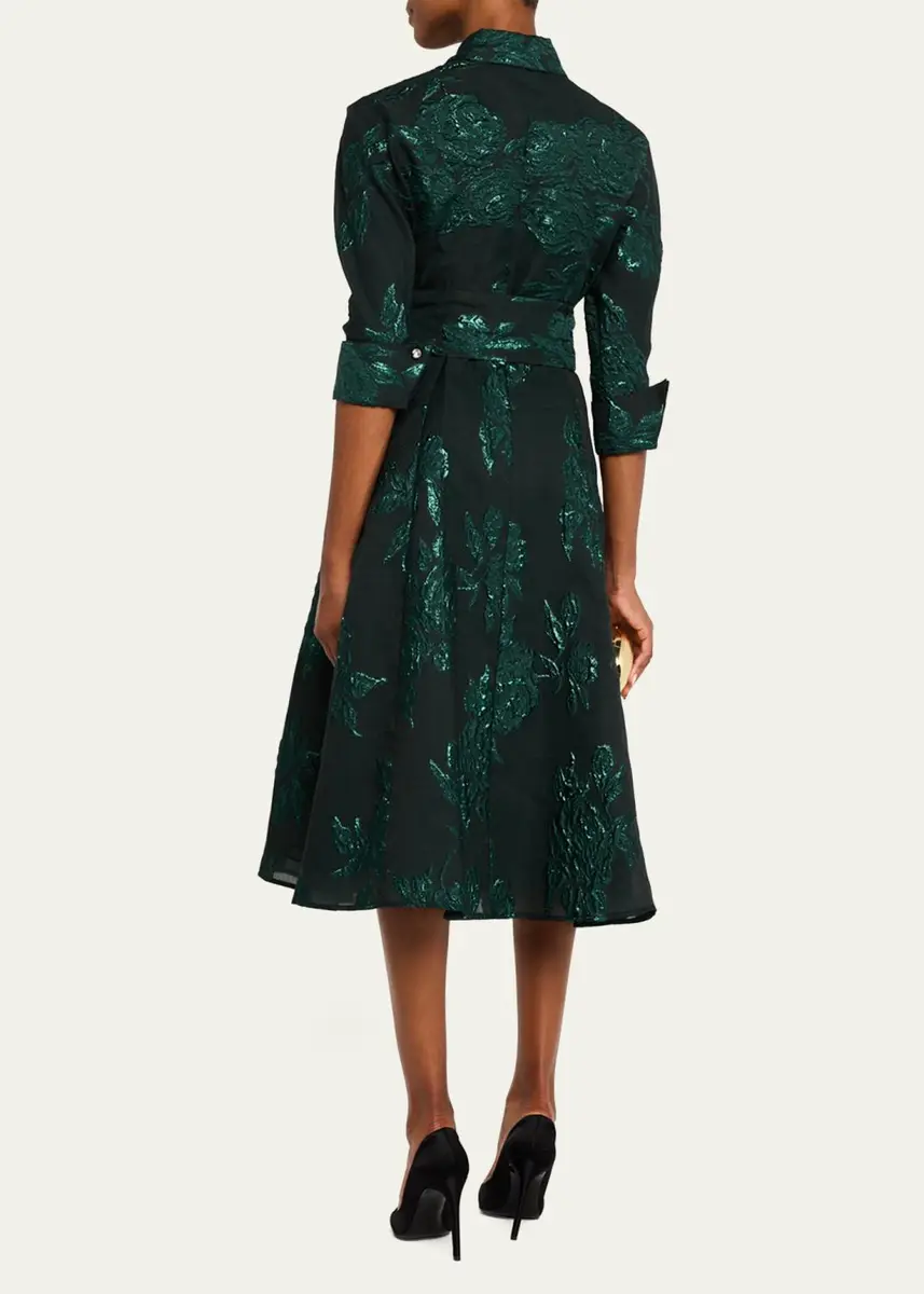 Rickie Freeman for Teri Jon Metallic Jacquard Belted Shirtdress | Thumbnail 8 Rickie Freeman for Teri Jon Metallic Jacquard Belted Shirtdress | Thumbnail 8