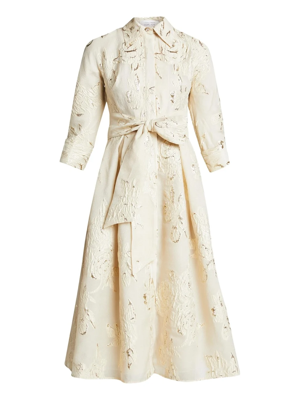 Metallic Jacquard Belted Shirtdress
