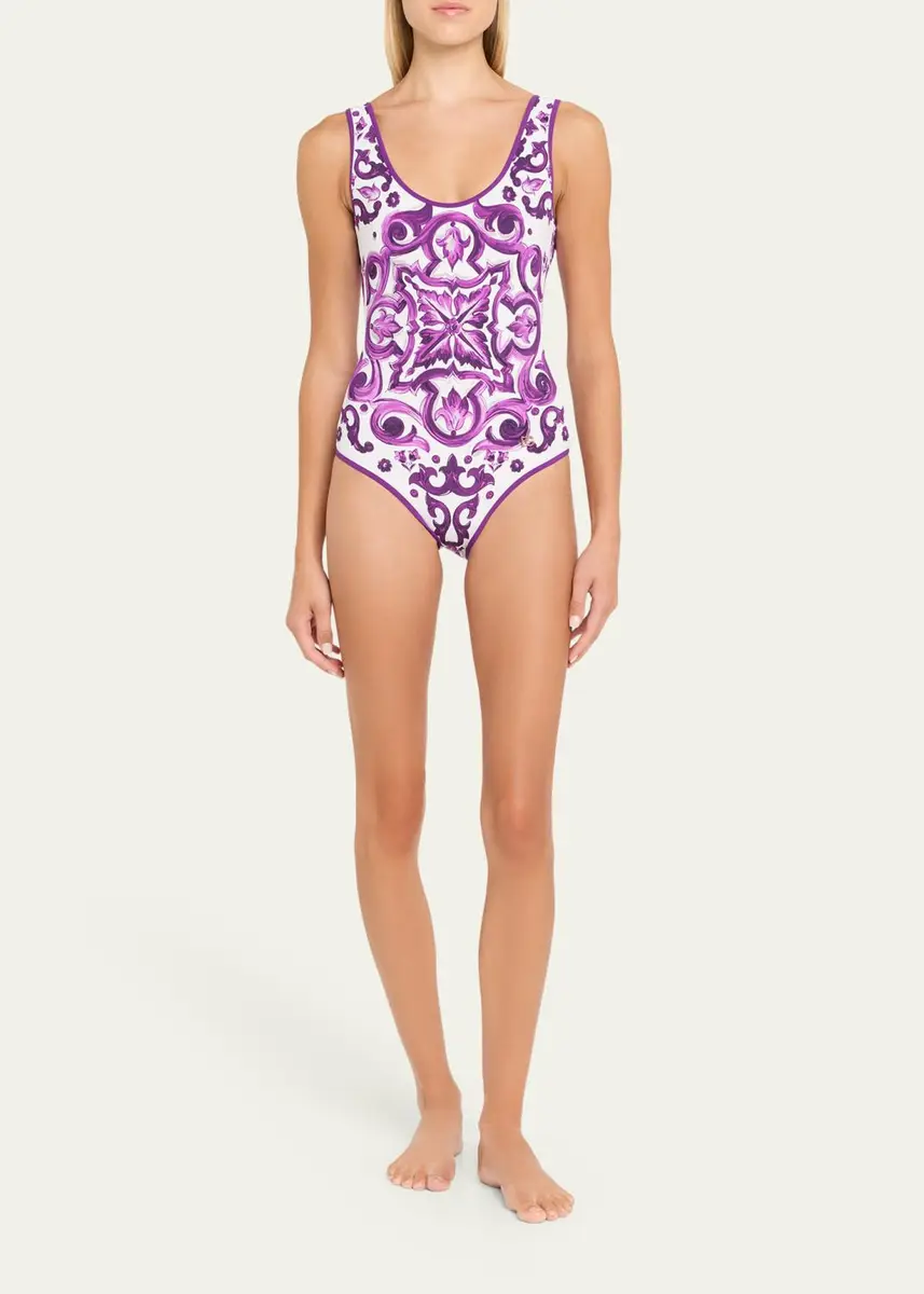 Dolce & Gabbana Majolica-Print One-Piece Swimsuit | Thumbnail 2