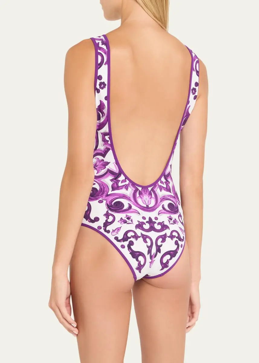 Dolce & Gabbana Majolica-Print One-Piece Swimsuit | Thumbnail 3