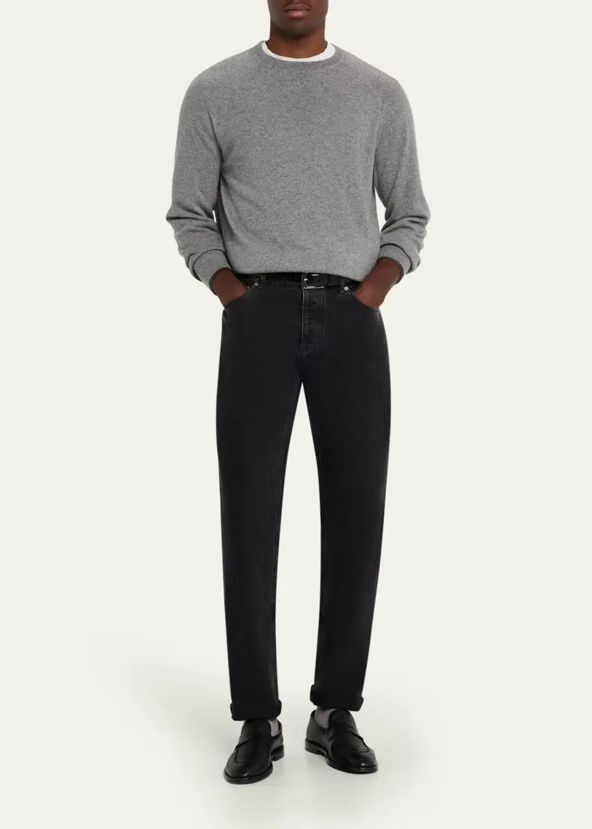 Brunello Cucinelli Men's Cashmere Raglan Crewneck Sweater | Thumbnail 2 Brunello Cucinelli Men's Cashmere Raglan Crewneck Sweater | Thumbnail 2