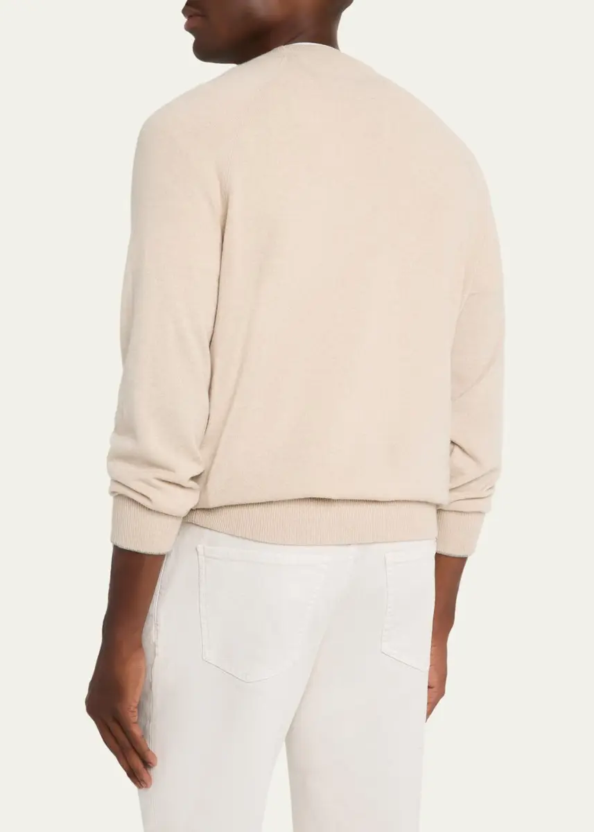 Brunello Cucinelli Men's Cashmere Raglan Crewneck Sweater | Thumbnail 11 Brunello Cucinelli Men's Cashmere Raglan Crewneck Sweater | Thumbnail 11