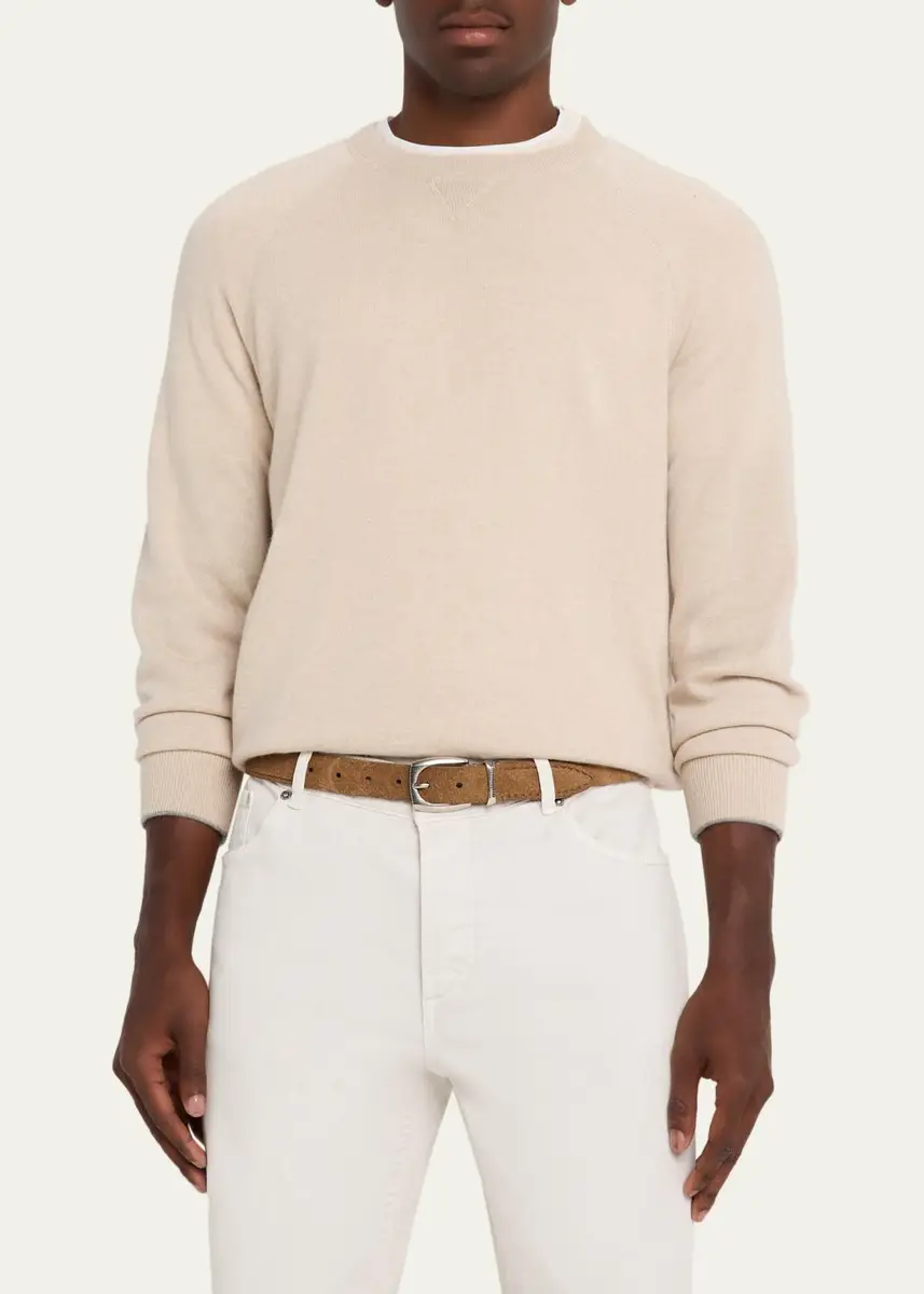 Brunello Cucinelli Men's Cashmere Raglan Crewneck Sweater | Thumbnail 12 Brunello Cucinelli Men's Cashmere Raglan Crewneck Sweater | Thumbnail 12