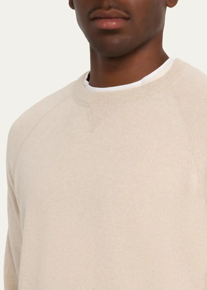 Brunello Cucinelli Men's Cashmere Raglan Crewneck Sweater | Thumbnail 13 Brunello Cucinelli Men's Cashmere Raglan Crewneck Sweater | Thumbnail 13