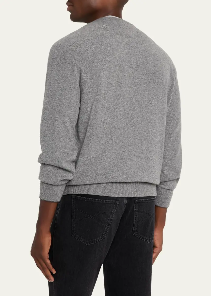 Brunello Cucinelli Men's Cashmere Raglan Crewneck Sweater | Thumbnail 3 Brunello Cucinelli Men's Cashmere Raglan Crewneck Sweater | Thumbnail 3