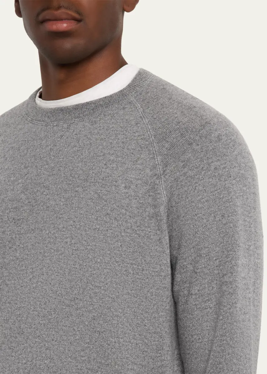 Brunello Cucinelli Men's Cashmere Raglan Crewneck Sweater | Thumbnail 5 Brunello Cucinelli Men's Cashmere Raglan Crewneck Sweater | Thumbnail 5