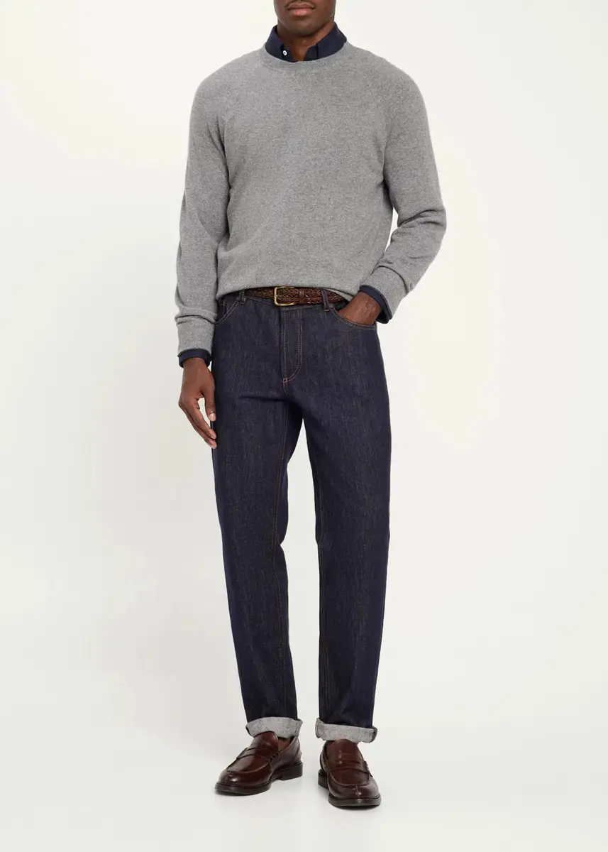 Brunello Cucinelli Men's Cashmere Raglan Crewneck Sweater | Thumbnail 6 Brunello Cucinelli Men's Cashmere Raglan Crewneck Sweater | Thumbnail 6