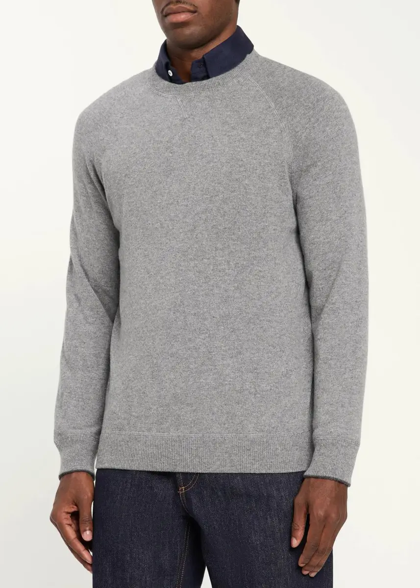 Brunello Cucinelli Men's Cashmere Raglan Crewneck Sweater | Thumbnail 8 Brunello Cucinelli Men's Cashmere Raglan Crewneck Sweater | Thumbnail 8