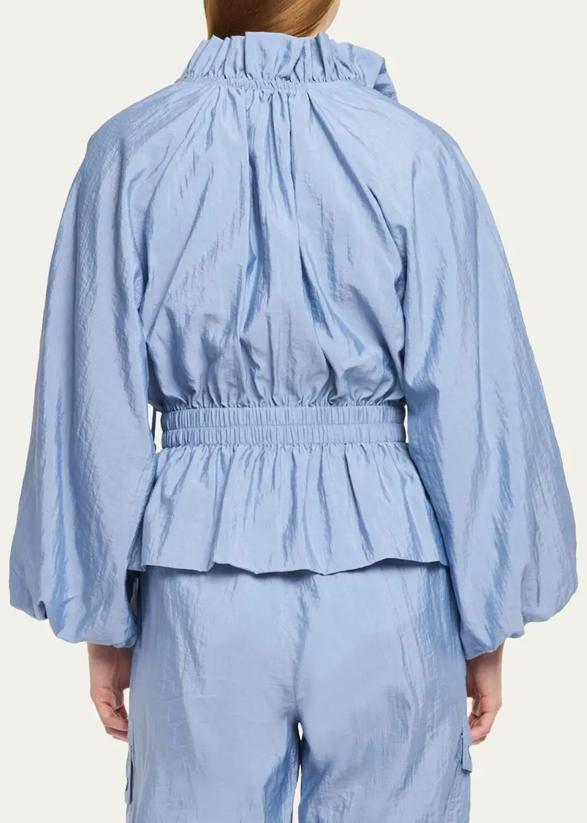 Cinq à Sept Deana Ruffled-Collar Nylon Peplum Jacket | Thumbnail 2