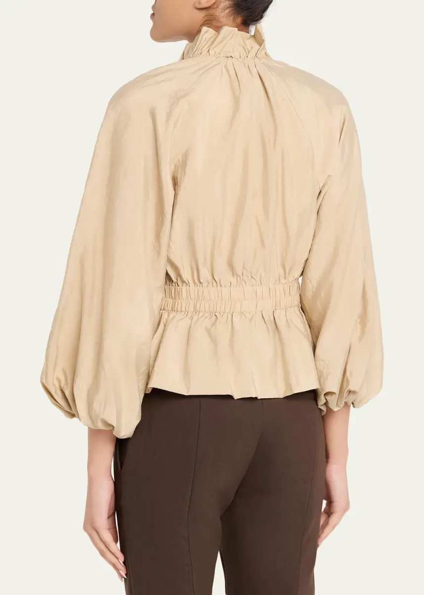 Cinq à Sept Deana Ruffled-Collar Nylon Peplum Jacket | Thumbnail 5