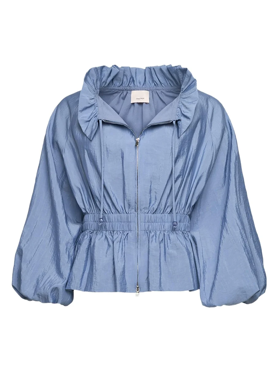 Cinq à Sept Deana Ruffled-Collar Nylon Peplum Jacket
