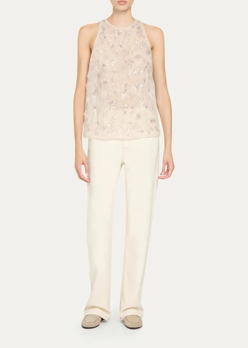 Brunello Cucinelli Animalier Embroidered Silk Tank Top | Thumbnail 2 Brunello Cucinelli Animalier Embroidered Silk Tank Top | Thumbnail 2