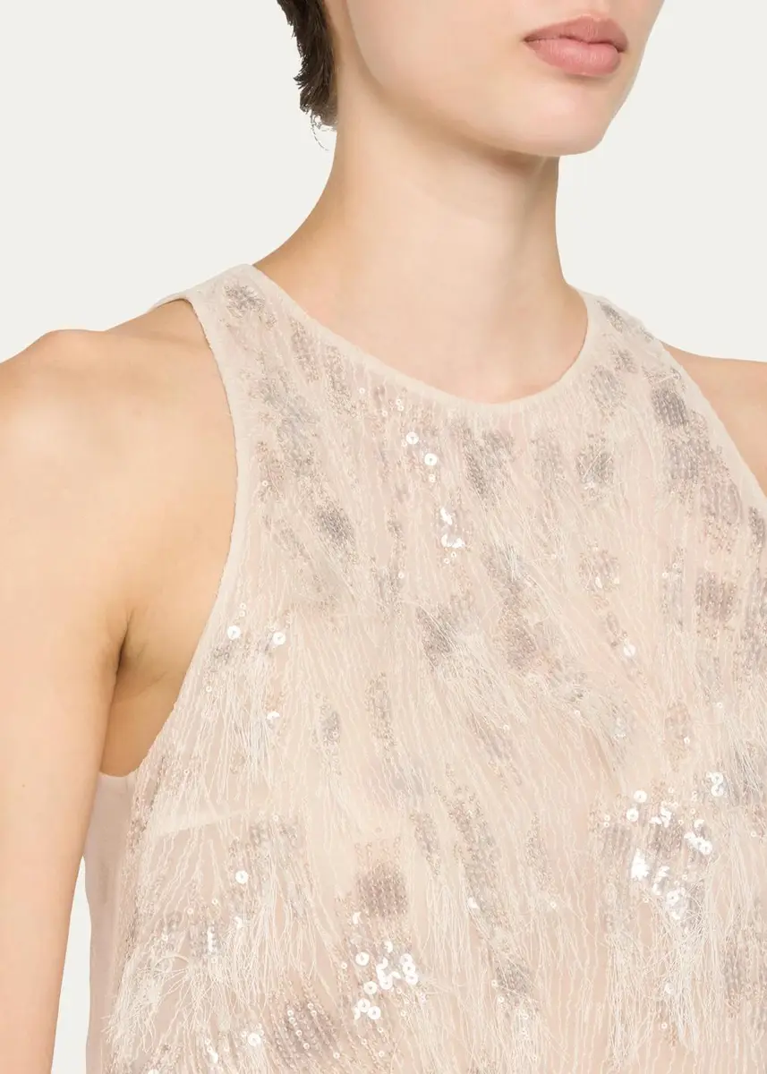 Brunello Cucinelli Animalier Embroidered Silk Tank Top | Thumbnail 5 Brunello Cucinelli Animalier Embroidered Silk Tank Top | Thumbnail 5