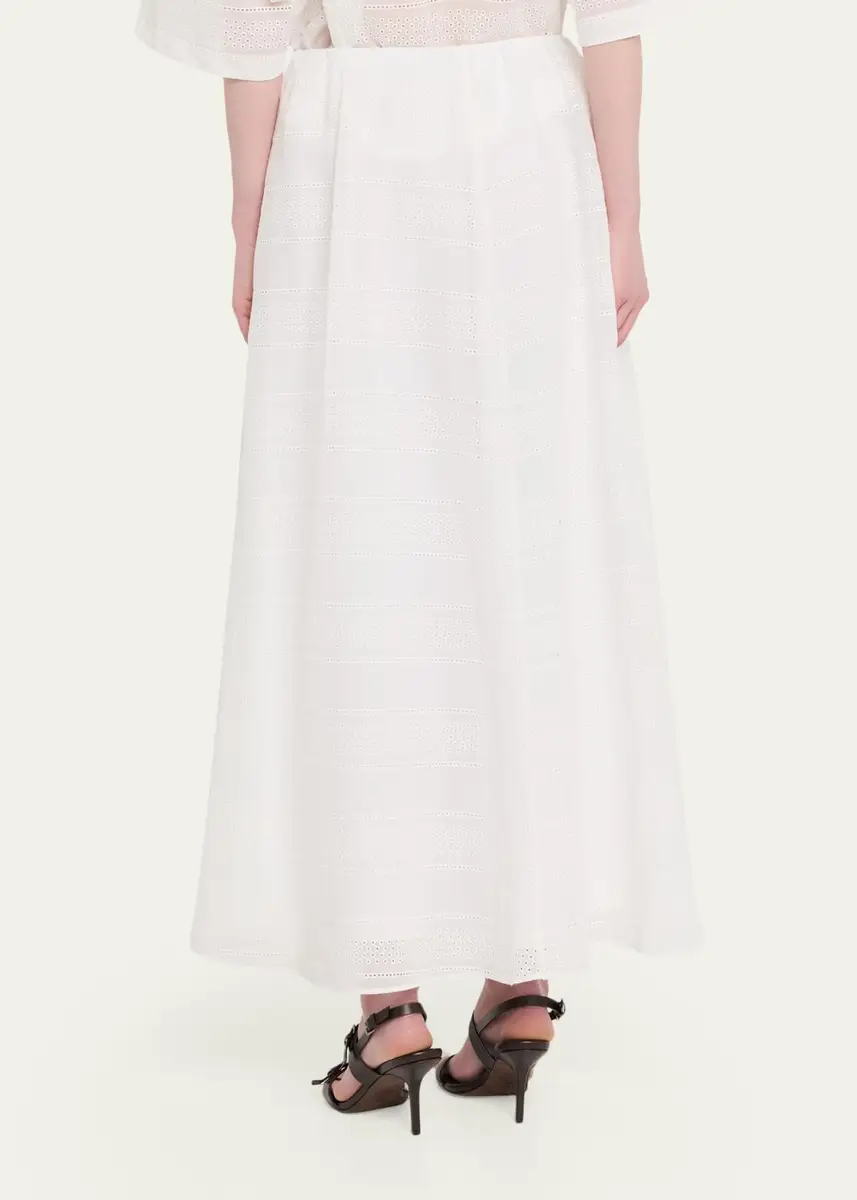 Brunello Cucinelli Long Eyelet Cotton Skirt | Thumbnail 3 Brunello Cucinelli Long Eyelet Cotton Skirt | Thumbnail 3