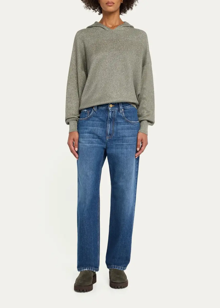 Brunello Cucinelli Sparkle Rib Knit Hooded Sweater | Thumbnail 2 Brunello Cucinelli Sparkle Rib Knit Hooded Sweater | Thumbnail 2