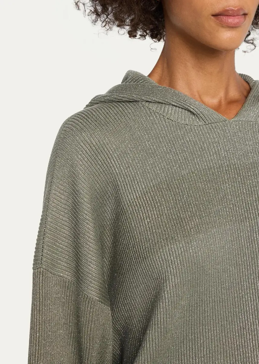 Brunello Cucinelli Sparkle Rib Knit Hooded Sweater | Thumbnail 5 Brunello Cucinelli Sparkle Rib Knit Hooded Sweater | Thumbnail 5