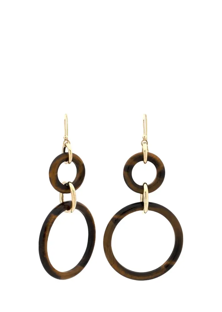 18K Yellow Gold Tigers Eye Drop Earrings 18K Yellow Gold Tigers Eye Drop Earrings