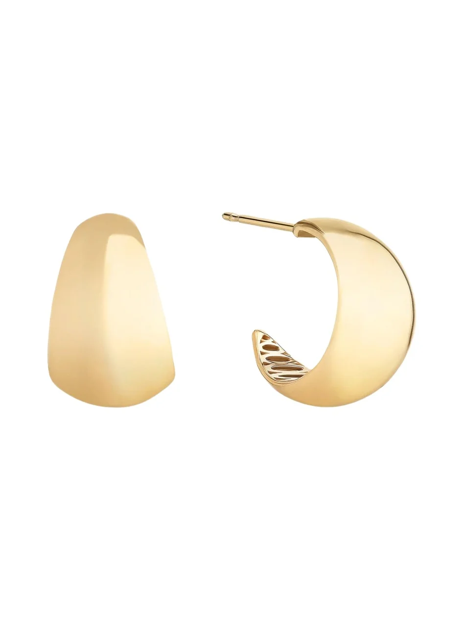 14K Yellow Gold Wide Hoop Earrings