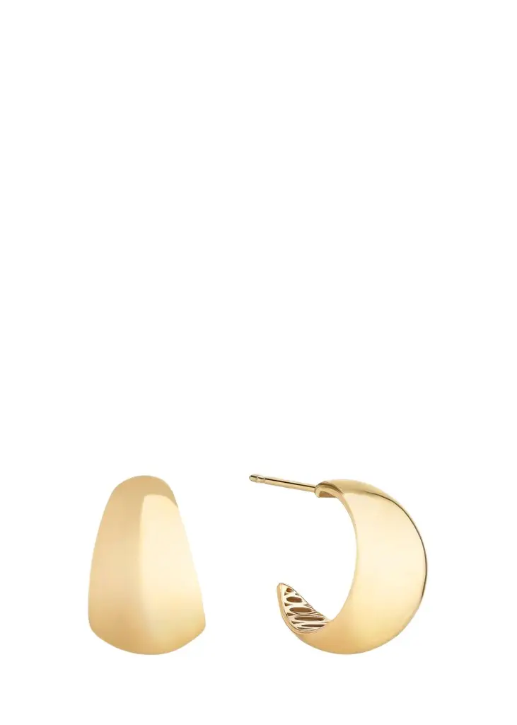 14K Yellow Gold Wide Hoop Earrings