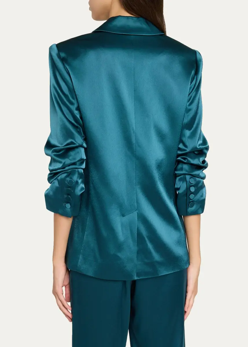 Cinq à Sept Kylie Scrunched-Sleeve Satin Blazer | Thumbnail 3