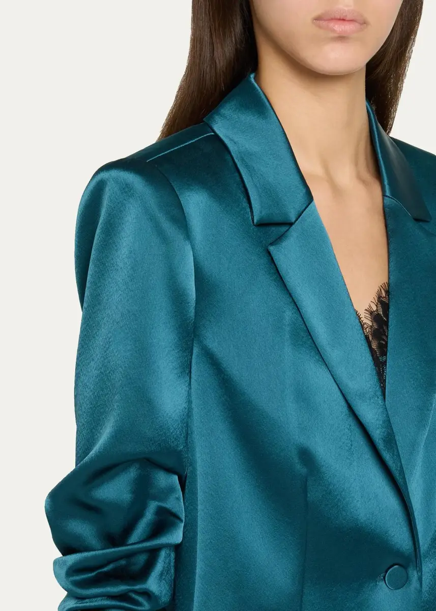 Cinq à Sept Kylie Scrunched-Sleeve Satin Blazer | Thumbnail 5