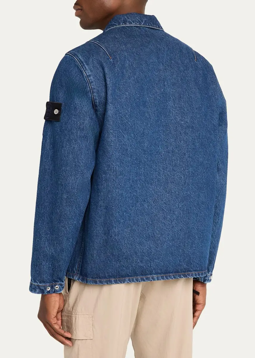 Stone Island Men's Denim Full-Zip Overshirt | Thumbnail 3 Stone Island Men's Denim Full-Zip Overshirt | Thumbnail 3